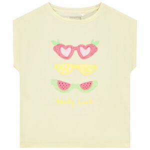 Κοντομάνικο μπλουζάκι jersey με φαντεζί τύπωμα και παγιέτες για κορίτσι 