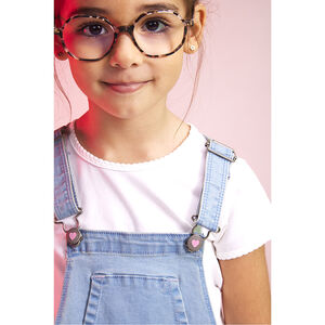 Σαλοπέτα jean effet ξεθωριασμένο με print καρδιές σε παγιέτες για κορίτσι 