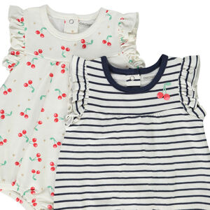 Σετ από 2 κοντές ολόσωμες φόρμες από jersey για bebe κορίτσι 