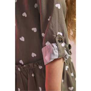 Φόρεμα μακρυμάνικο από lyocell με σχέδιο καρδιές για κορίτσι 