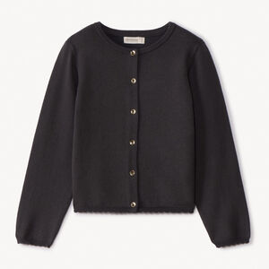 Πλεκτό γιλέκο μονόχρωμο με κυματιστό τελείωμα για κορίτσι 