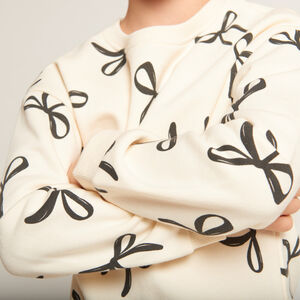 Φόρεμα molleton με σχέδιο φιόγκων για κορίτσι 