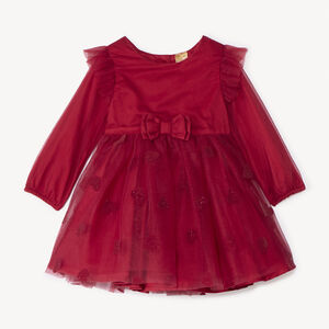 Robe de fête manches longues à cœurs pailletés pour bébé fille  Main Robe de fête manches longues à cœurs pailletés pour bébé fille