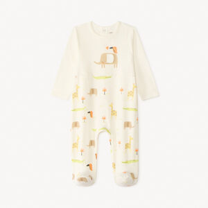 Νυχτικό με μακριά μανίκια από ζέρσεϊ με εκτύπωση ζωάκια της σαβάνας για μωρό αγόρι 