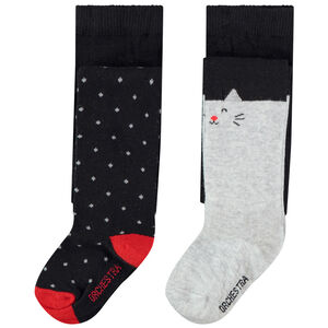 Lot de 2 paires de collants épais fantaisie pour bébé fille 