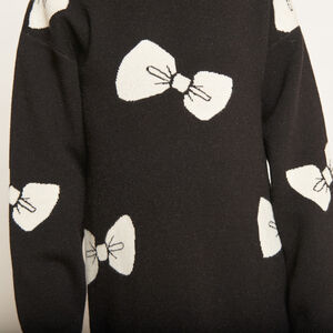 Πλεκτό φόρεμα με μακριά μανίκια και μοτίβο φιόγκων για κορίτσι 