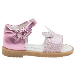 Πέδιλα με γκλίτερ και γυαλιστερή όψη και ανάγλυφα αυτάκια 