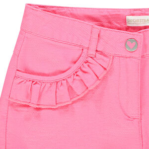Σορτς πλεκτό ροζ με τελείωμα βολάν για κόριτσι 