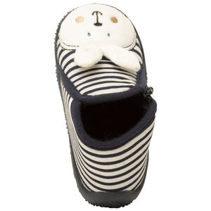 Παντοφλάκια σε μορφή μποτάκια ριγέ με patch λαγουδάκι για bebe 