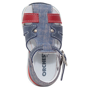 Σανδάλια από δέρμα με λουριά σε αντίθεση και εφέ used 