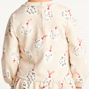 Robe bébé fille en molleton gratté imprimé boules 