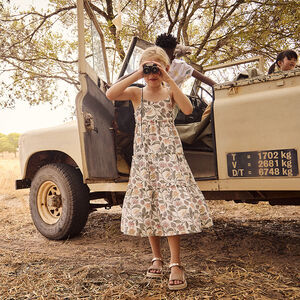 Μακρύ φόρεμα από διπλή γάζα με floral σχέδιο για κορίτσι 