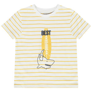 Κοντομάνικο μπλουζάκι ριγέ με φαντεζί σχέδιο για αγόρι 