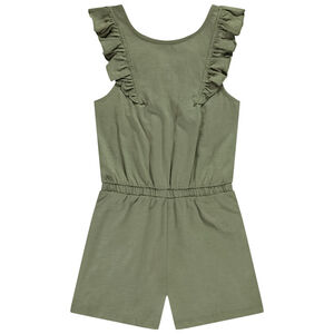 "Μονόχρωμο σορτς με ρυθμιζόμενες τιράντες στην πλάτη για κορίτσι" 