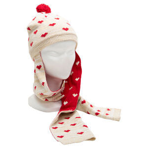 Σκουφάκι και κασκόλ από πλεκτό με σχέδιο 