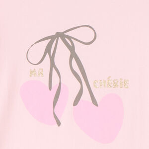 T-shirt με κοντά μανίκια με φαντεζί σχέδιο και glitter για κορίτσι 