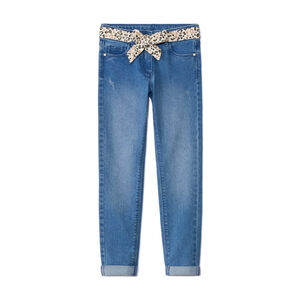 Τζιν slim με ρυθμιζόμενη μέση και ζώνη μαντήλι για κορίτσι 