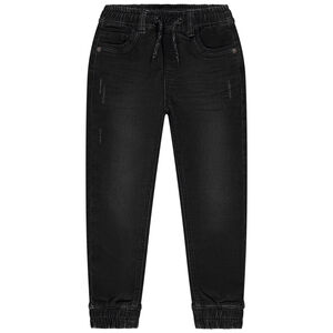 Jean style jogger en denim avec ceinture et chevilles rib pour garçon  Main Jean style jogger en denim avec ceinture et chevilles rib pour garçon