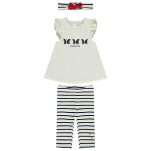Σετ 3 τεμαχίων tunique + κορδέλα + corsaire με ρίγες για bebe κορίτσι 