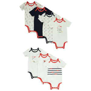 Lot de 7 bodies imprimé chats pour bébé fille Main Lot de 7 bodies imprimé chats pour bébé fille