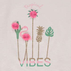 Κοντομάνικο μπλουζάκι σχήμα κουτιού print με glitter για κορίτσι 