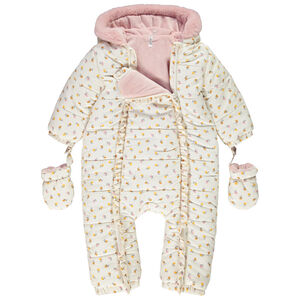 Pilote à capuche en microfibre imprimé fleurs pour bébé fille Main Pilote à capuche en microfibre imprimé fleurs pour bébé fille