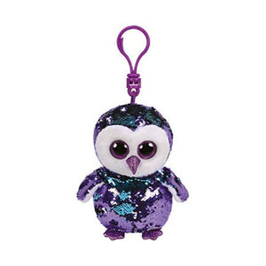 Χνουδωτο κλιπ sequin κουκουβαγια μωβ 8,5εκ. 