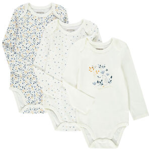 Lot de 3 bodies manches longues en jersey imprimé fleuri pour bébé fille Main Lot de 3 bodies manches longues en jersey imprimé fleuri pour bébé fille