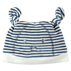 Σκούφος βελουτέ με ρίγες και ανάγλυφα αυτάκια 