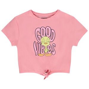 Κοντομάνικο T-shirt με δέσιμο και print Titi Warner για κορίτσι 