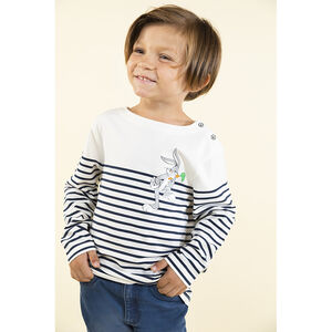 T-shirt manches longues en jersey esprit marinière avec patch print Bugs Bunny pour garçon Main T-shirt manches longues en jersey esprit marinière avec patch print Bugs Bunny pour garçon