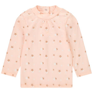 Sous-pull col cheminée pour bébé fille imprimé étoiles pailletées 