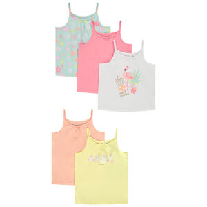 Σετ από 5 αμάνικα μπλουζάκια από jersey για κορίτσι 