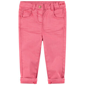 Slim βαμβακερό παντελόνι νηματοβαφή με μόνιμες τσακίσεις και κεντημένες καρδιές στη μέση 