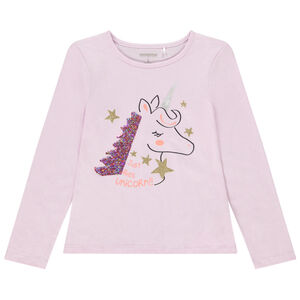 T-shirt manches longues à sequins magiques pour fille 