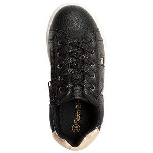 Αθλητικά παπούτσια μαύρα δερματίνη με αστέρια και  glitter για κορίτσι 