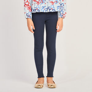 Πλεκτό legging κοτλέ μονόχρωμο με κορδόνι περίσφιξης και πομ πον για κορίτσι 