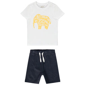 Ensemble t-shirt print éléphant + short uni pour bébé garçon 