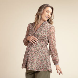 Πουκάμισο θηλασμού από βαμβακερό voile με λουλουδάτο σχέδιο 