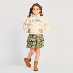 Φούτερ molleton μονόχρωμο φαντεζί για κορίτσι 