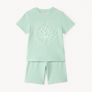 Σέτ κοντό σε σχέδιο ρόμβου 2 τεμαχίων - μπλούζα + βερμούδα για αγόρι 