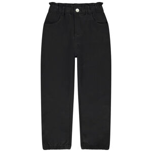 Παντελόνι paperbag από υφασμάτινο σε μονόχρωμο για κορίτσι 