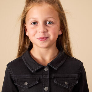 Φόρεμα μακρυμάνικο μονόχρωμο με εφέ πουκαμίσου για κορίτσι 