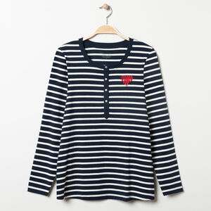 Μπλούζα μακρυμάνικη homewear εγκυμοσύνης με ρίγες 