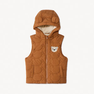 Αμάνικο μπουφάν από πάνινο ύφασμα με κουκούλα για bebe αγόρι 