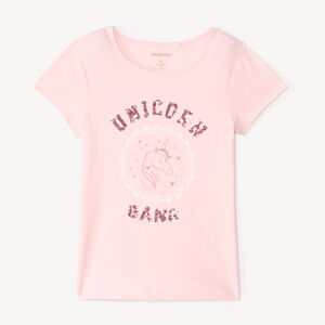 T-shirt manches courtes printé à sequins pour fille 