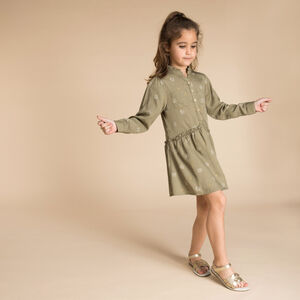 Φόρεμα μακρυμάνικο με σχέδιο και γιακά mao για κορίτσι 