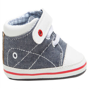 Αθλητικά παπούτσια από ύφασμα με κορδόνια και σκρατς με επένδυση καρό 