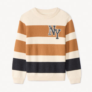 Pull en tricot fantaisie rayé avec patch pour garçon 