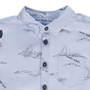 Πουκάμισο κοντομάνικο με φαντεζί σχέδιο θαλάσσιο για αγόρι 